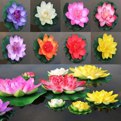 2pcs Plastic Artificial Lotus Floating Flower Fish Tank Decor Water Lily   232751025472
